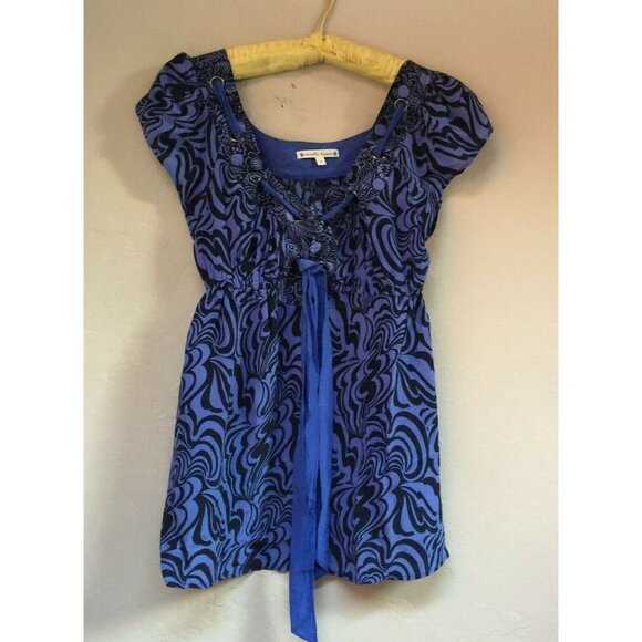 Nanette Lepore Tops - Nanette Lepore Top Womens Size 4 Purple Silk Tie Front Grommets A-Line Blouse